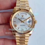 Noob Factory V3 Replica Rolex Day-Date 2 President Yellow Gold Silver Dial Watch 41MM